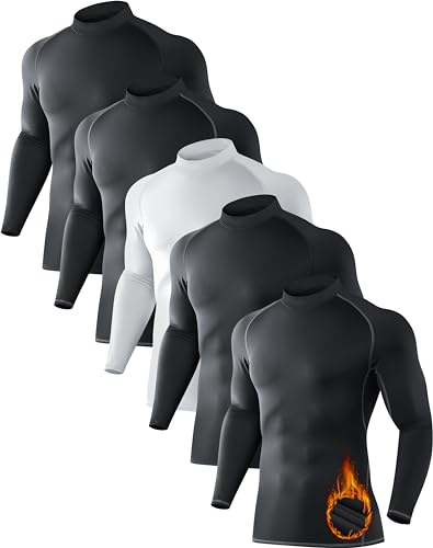 メンズウェア Golfickers [HOLE519] Mock Neck Thermal 5 Pack Men's Thermal Turtle Mock Neck Shirts, Long Sleeve